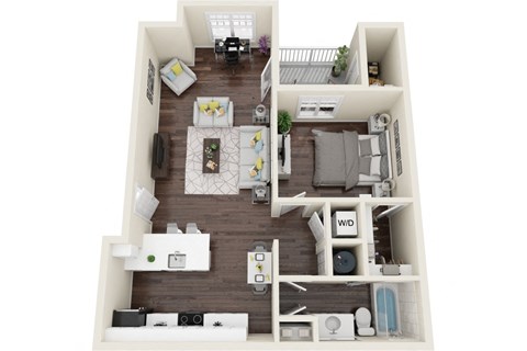 1 bedroom 1 Bath Lumina non-renovated floor plan at The Reserve at Mayfaire, Wilmington NC